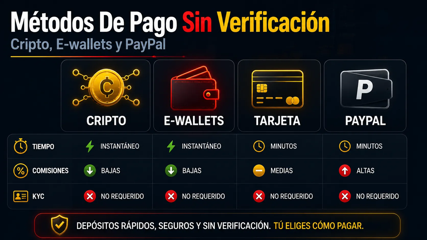 Métodos de pago sin verificación: cripto, e-wallets y casino sin DNI PayPal
